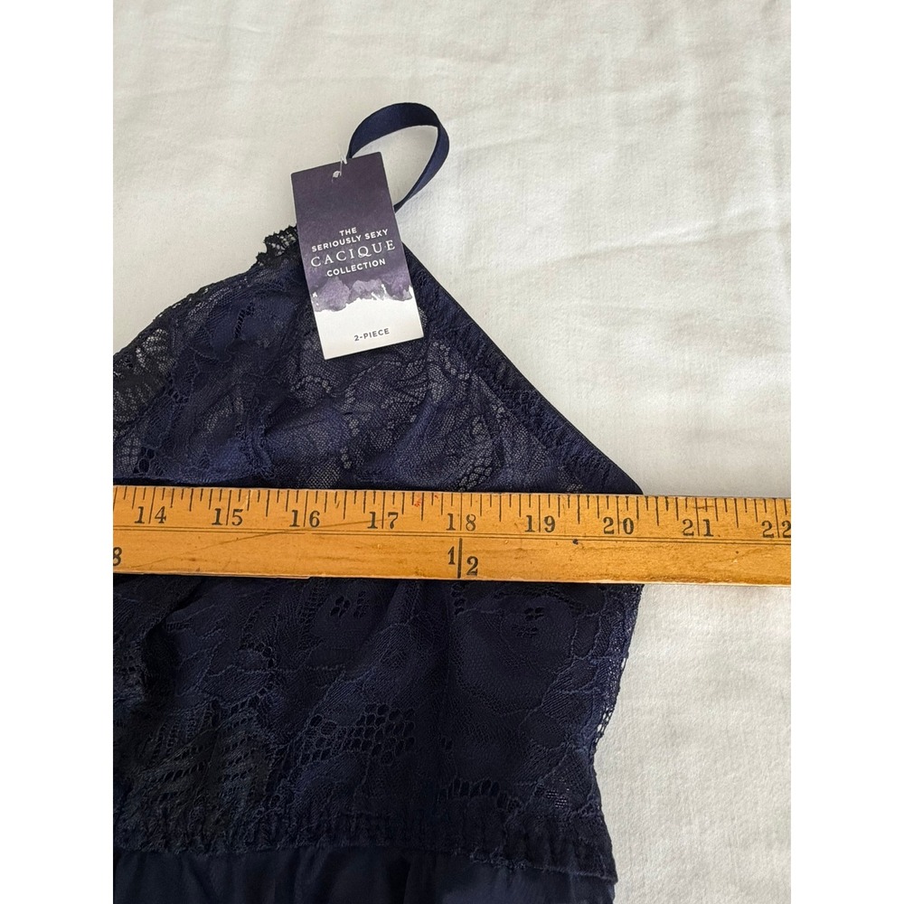 Cacique Seriously Sexy Sheer Mesh Lace Babydoll Top 22/24 Navy Blue NWT 1140884 - Picture 13 of 13